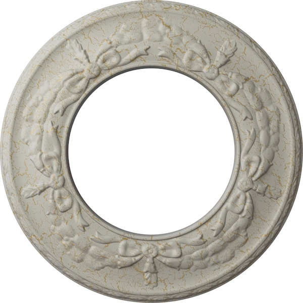 Ekena Millwork Salem Ceiling Medallion (Canopies up to 7 1/8"), 13 1/4"OD x 7 1/8"ID x 7/8"P, Pot of Cream Crackle CM13SAPCC - main